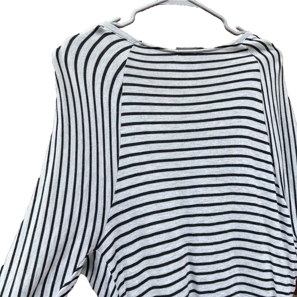 Vince Striped Boat Neck Preppy Top 3/4 Sleeve Casual Classic Grey/Blk SZ S - Picture 5 of 8